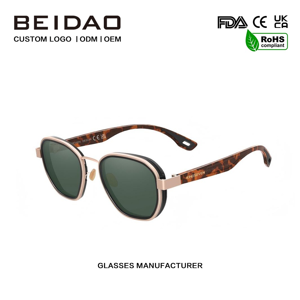 Klasyczne, odblaskowe, aluminiowe okulary przeciwsłoneczne z polaryzacją